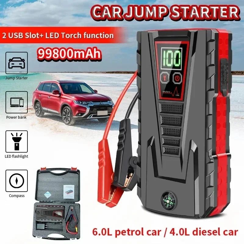 99800mAh Car Jump Starter 5000A Power Bank for 12V Petrol & Diesel Cars