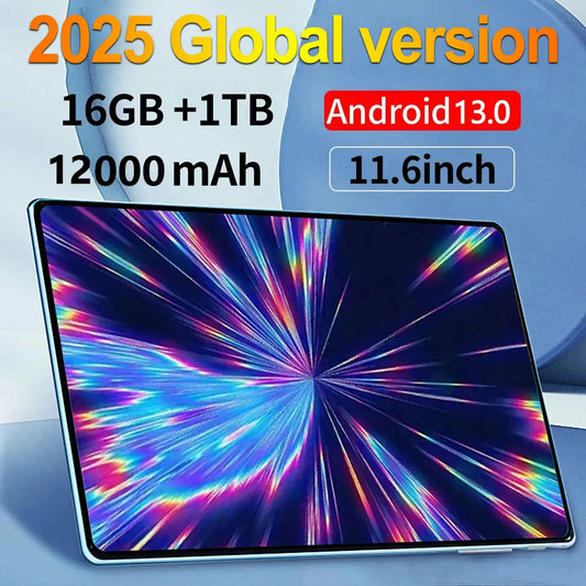 Android 13 Tablet 11.6" 16GB RAM 1TB ROM 16MP+32MP Camera