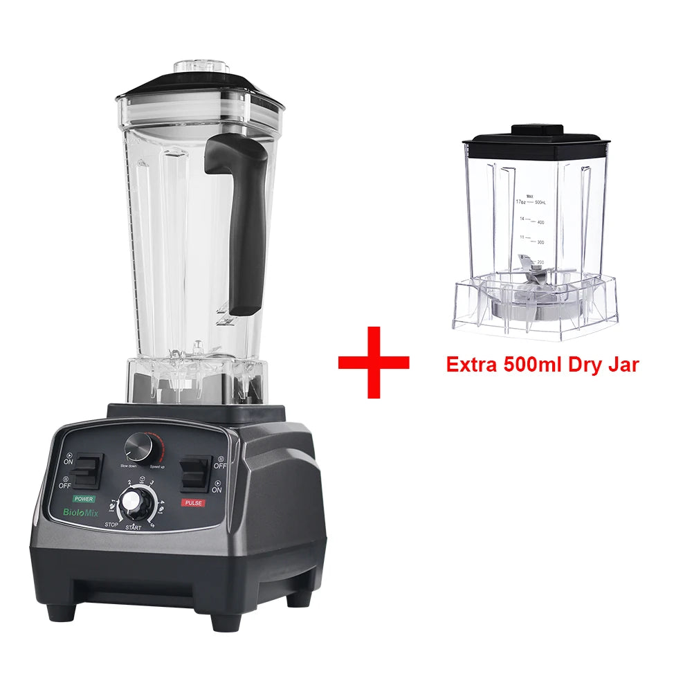 BioloMix 3HP 2200W Heavy Duty Commercial Blender with Timer - 6-in-1 Mixer