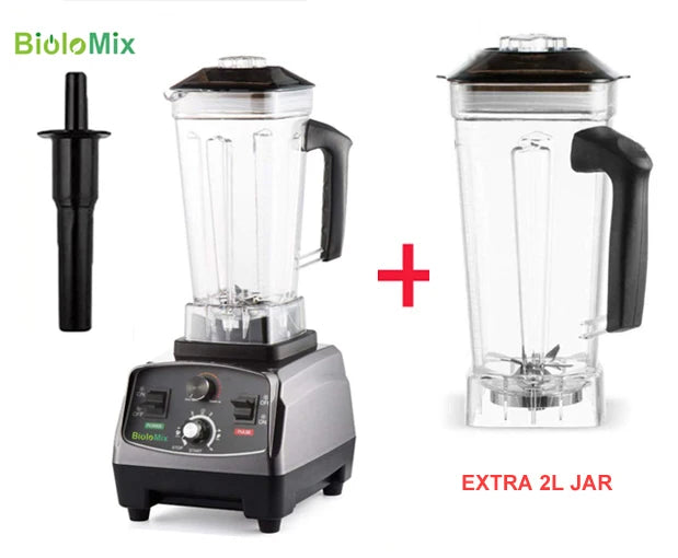 BioloMix 3HP 2200W Heavy Duty Commercial Blender with Timer - 6-in-1 Mixer