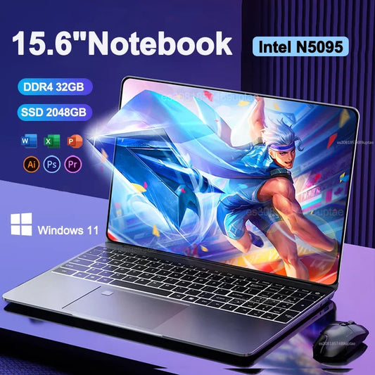 15.6" Portable Laptop - Intel N5095 32GB DDR4 2TB SSD, Win 11