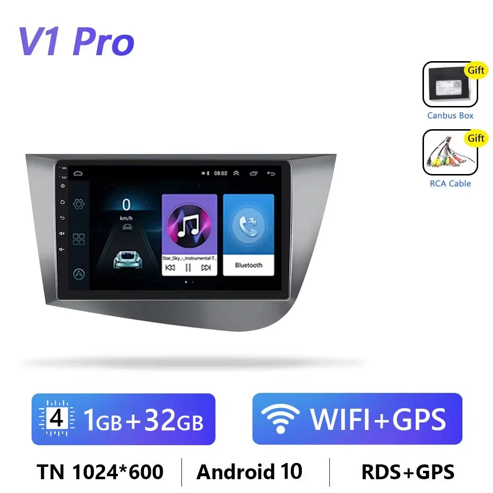 Podofo CarPlay/Android Auto Radio - SEAT Leon MK2 2005-2012, 4G GPS, HiFi