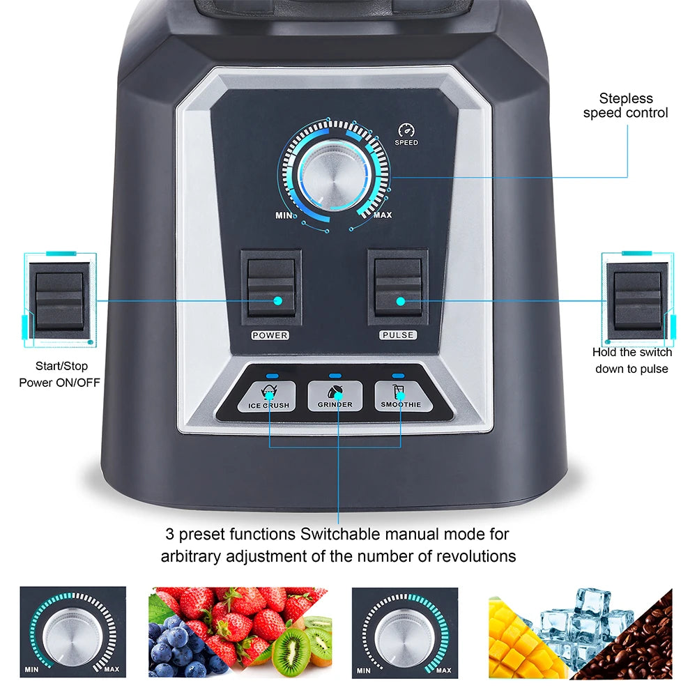 BioloMix Professional Auto Blender - 2L BPA-Free Low-Profile Jar, Ice Crusher & Juicer | 2200W