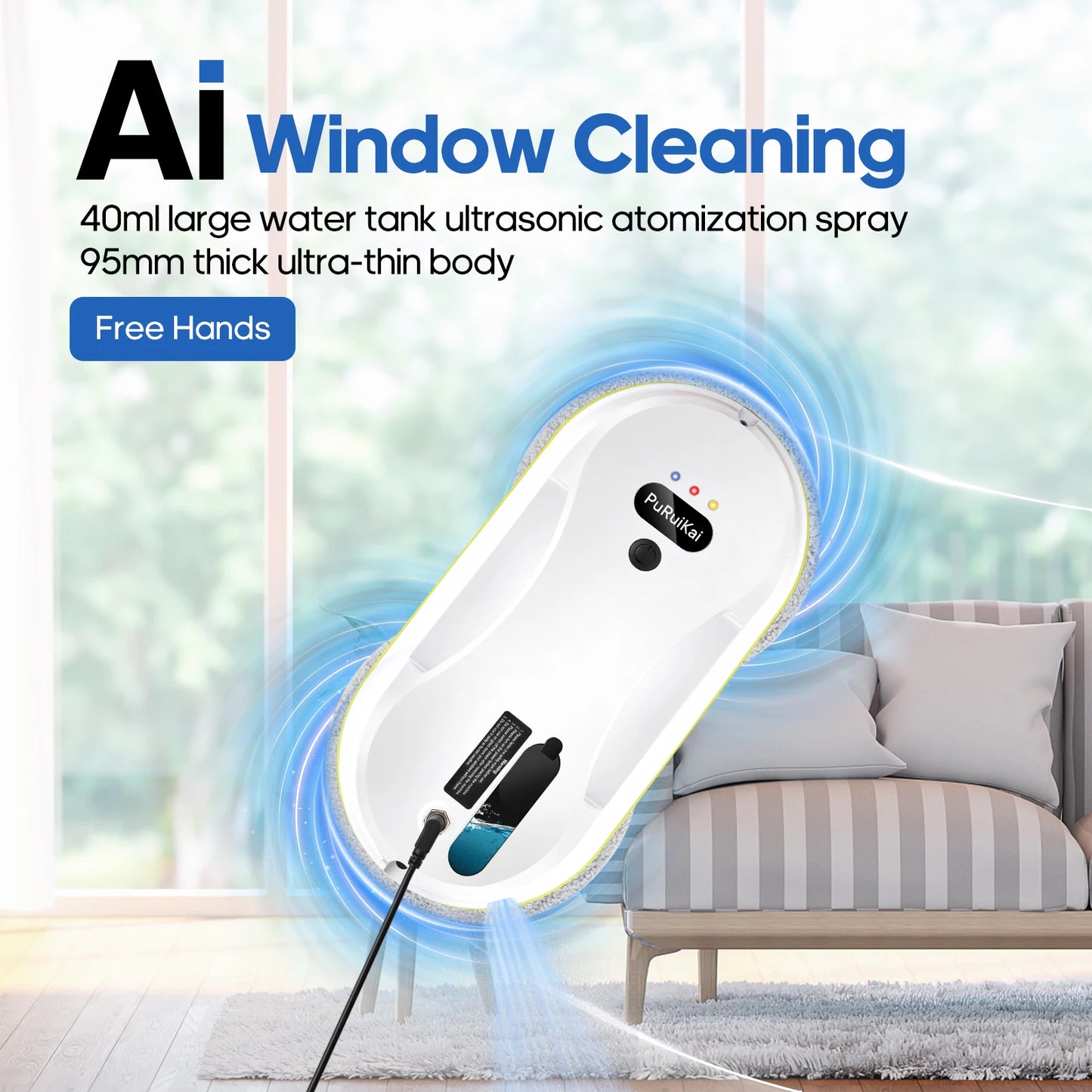 Smart Automatic Window Cleaning Robot with Water Spray & Remote Control - Electric Glass Wiper