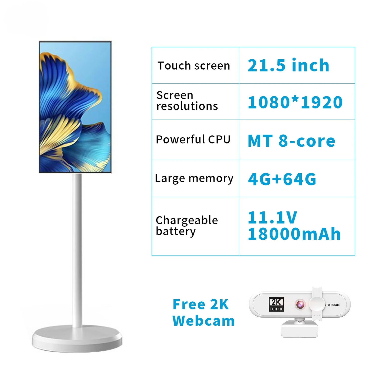 21.5Inch Battery-power Android12 FullHD LCD TV