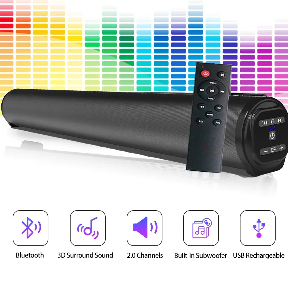 Wireless Bluetooth Sound Bar Speaker System with Super Bass & Surround Stereo