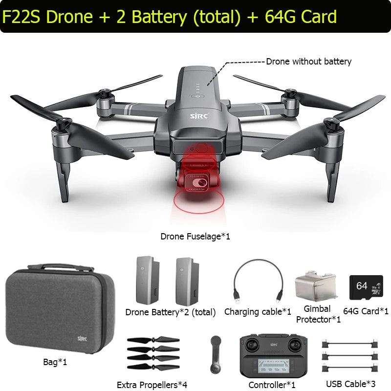 BEYONDSKY F22S PRO/S2 PRO+ GPS Drone: 4K Dual Gimbal, 6KM FPV, Laser Obstacle Avoidance