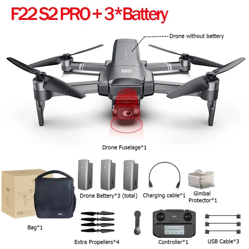 BEYONDSKY F22S PRO/S2 PRO+ GPS Drone: 4K Dual Gimbal, 6KM FPV, Laser Obstacle Avoidance