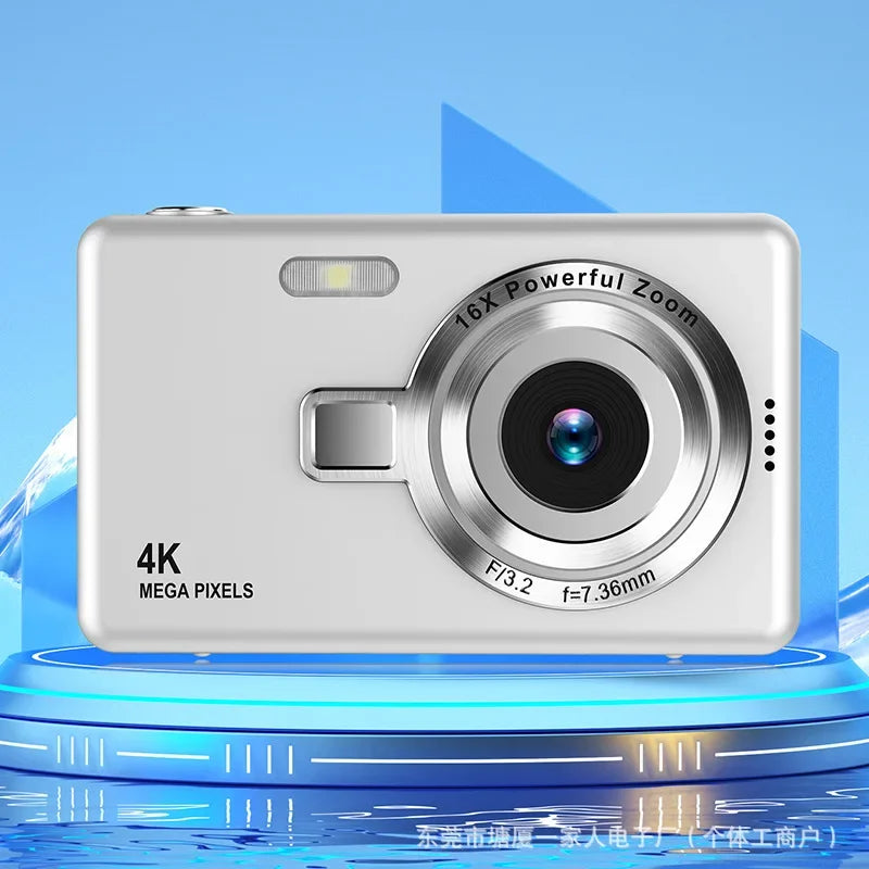 4K HD Digital Camera "16x Zoom Anti-Shake Compact Camcorder for Beginners