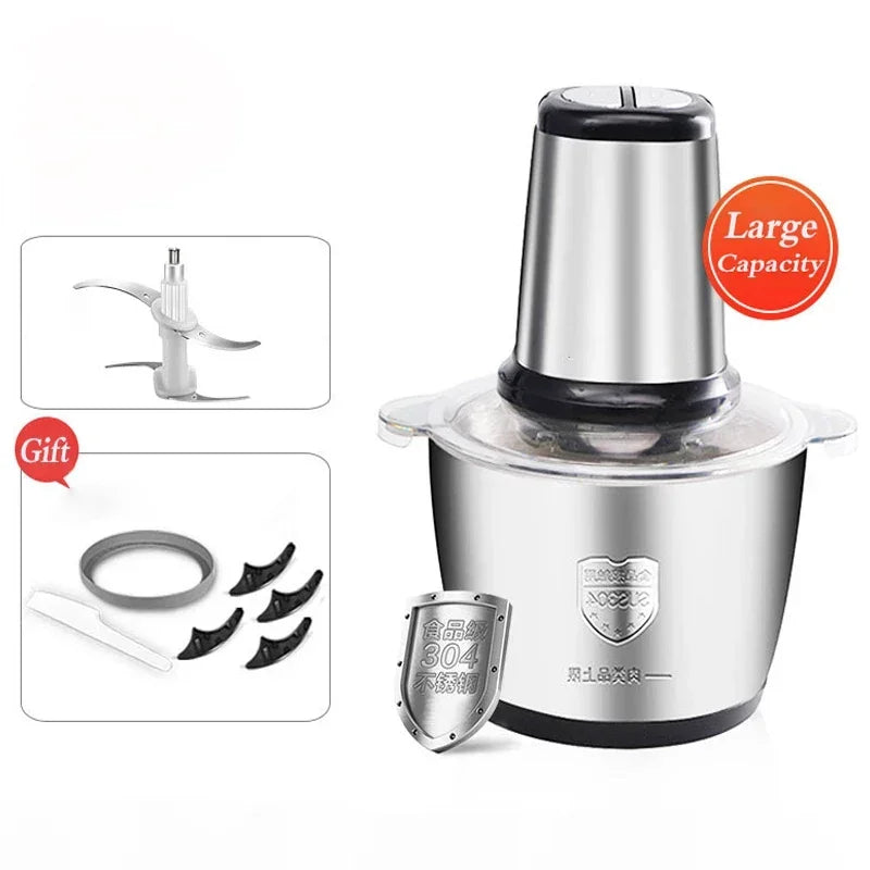 Biolomix 2200W Electric Meat Grinder & Chopper - 2L Stainless Steel Food Processor