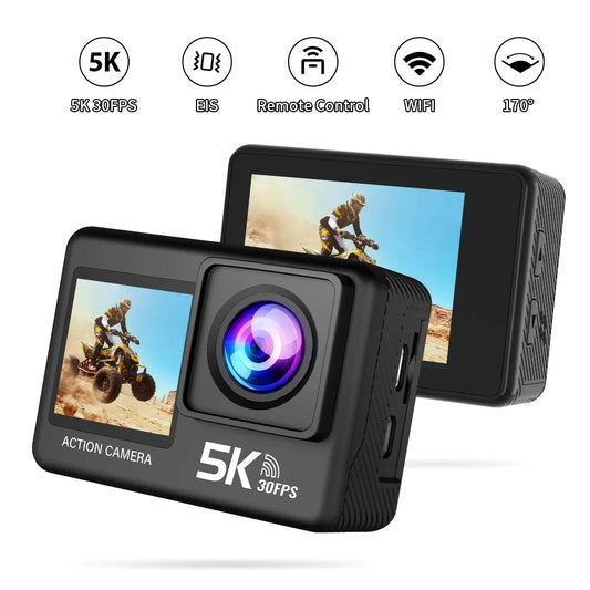 5K Action Camera: 4K60FPS Touch Screen, 170° Wide Angle, 30M Waterproof & Wi-Fi for Sports/Helmet Recording