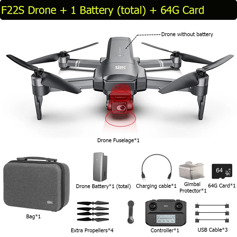 BEYONDSKY F22S PRO/S2 PRO+ GPS Drone: 4K Dual Gimbal, 6KM FPV, Laser Obstacle Avoidance