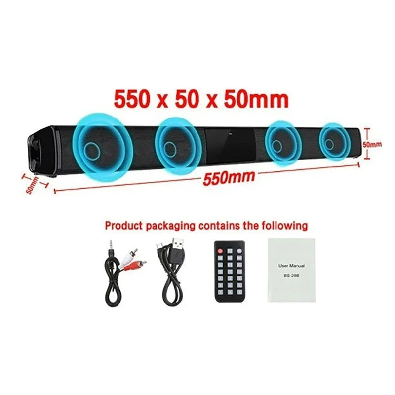 Wireless Bluetooth Sound Bar Speaker System with Super Bass & Surround Stereo