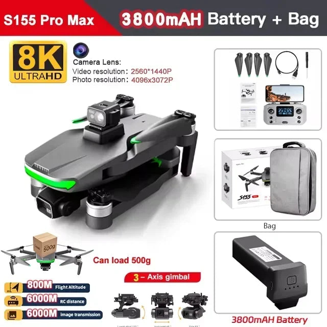 AE86 PRO MAX GPS Drone 8K HD Camera 5G FPV WiFi 3-Axis Gimbal 28 Min Flight Brushless RC Quadcopter 8KM