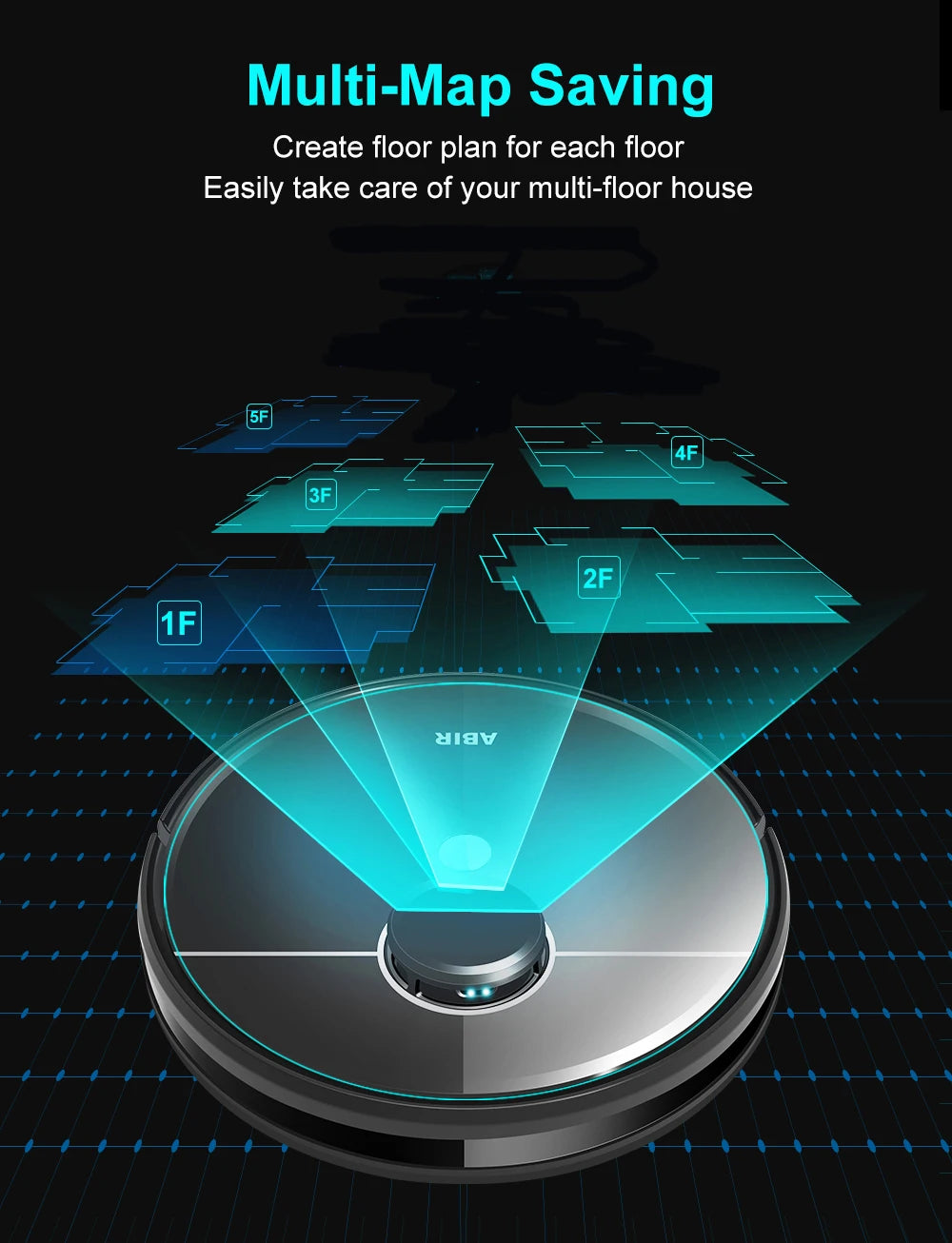 ABIR R30 Robot Vacuum - 6500PA, Auto-Empty, Multi-Floor Mapping & Wet-Dry Cleaning