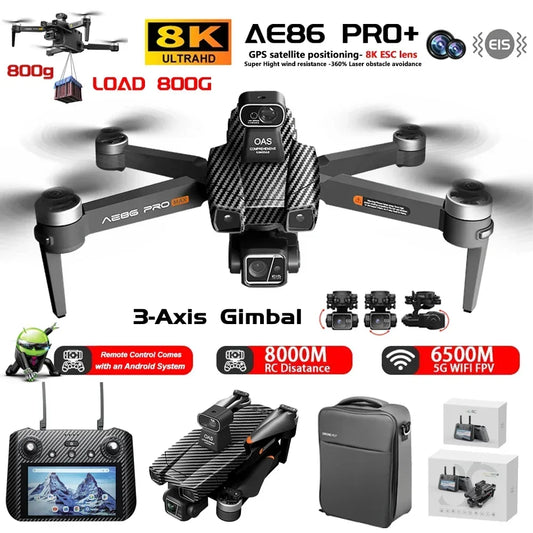 AE86 PRO MAX GPS Drone 8K HD Camera 5G FPV WiFi 3-Axis Gimbal 28 Min Flight Brushless RC Quadcopter 8KM