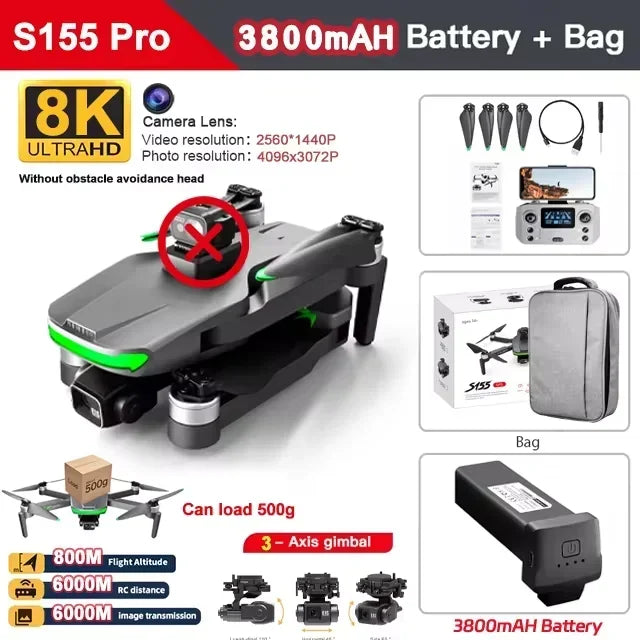 AE86 PRO MAX GPS Drone 8K HD Camera 5G FPV WiFi 3-Axis Gimbal 28 Min Flight Brushless RC Quadcopter 8KM