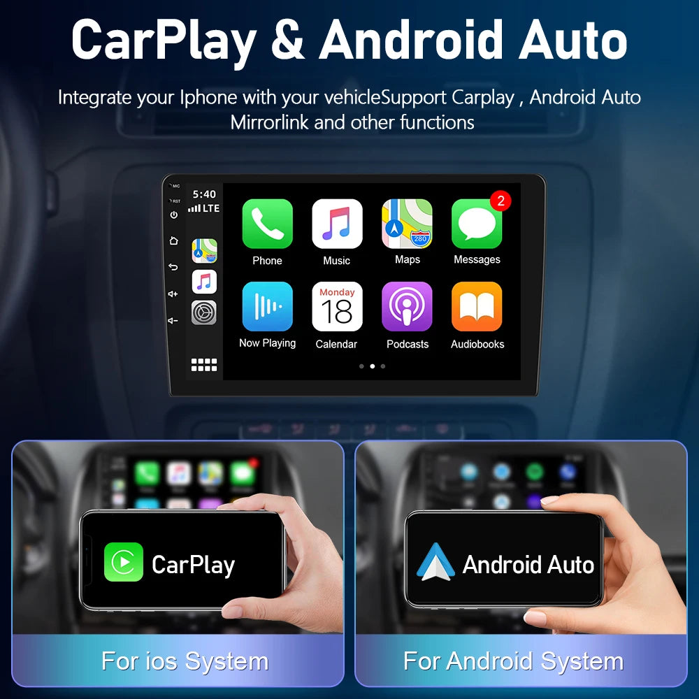 Podofo CarPlay/Android Auto Radio - SEAT Leon MK2 2005-2012, 4G GPS, HiFi