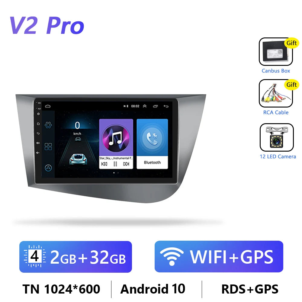 Podofo CarPlay/Android Auto Radio - SEAT Leon MK2 2005-2012, 4G GPS, HiFi