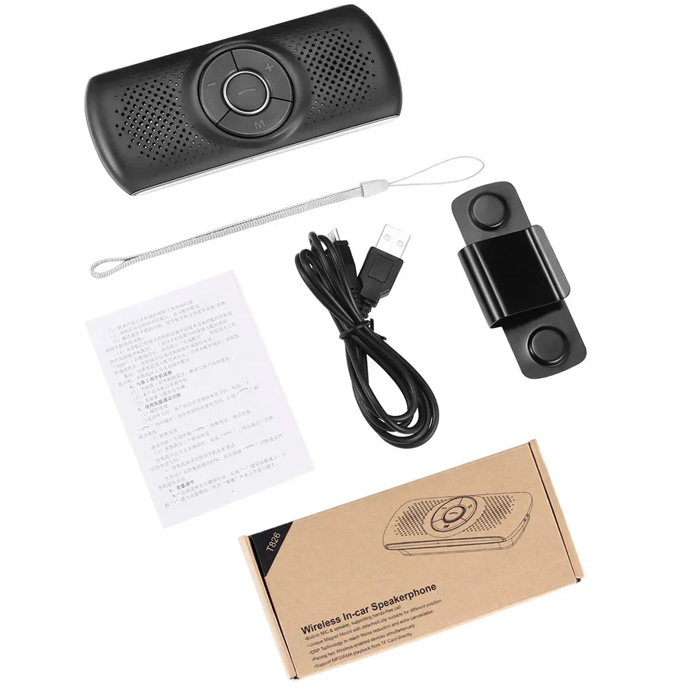 Wireless Bluetooth Car Kit Hands-Free Speakerphone & Audio Receiver for Car Sun Visor