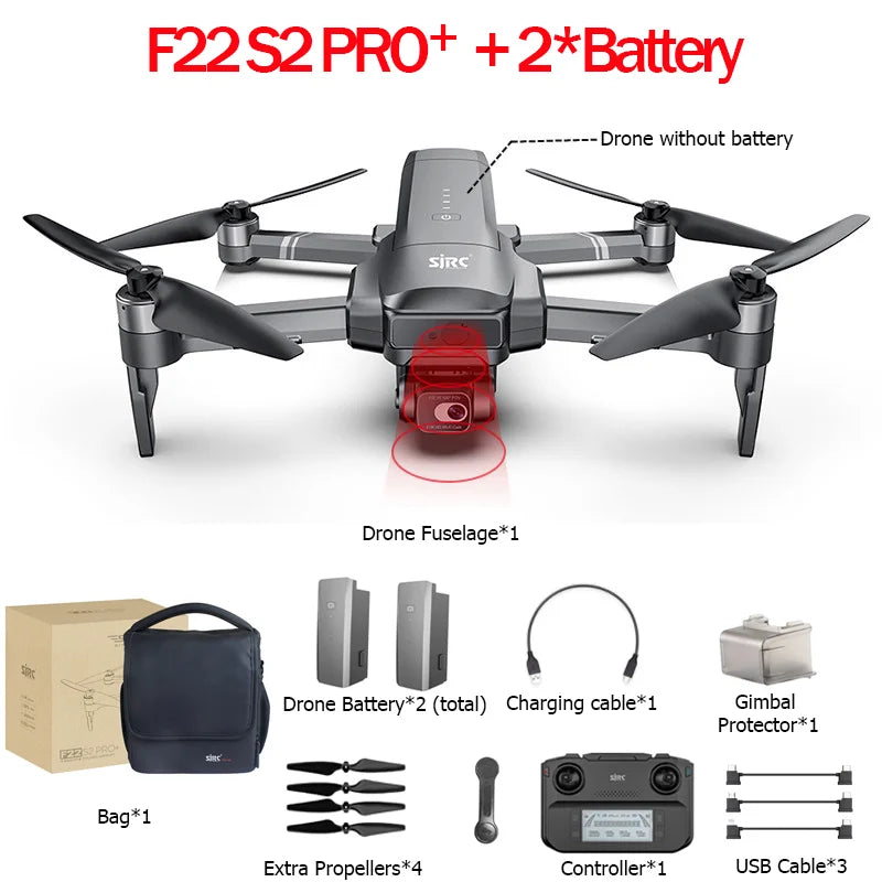 BEYONDSKY F22S PRO/S2 PRO+ GPS Drone: 4K Dual Gimbal, 6KM FPV, Laser Obstacle Avoidance