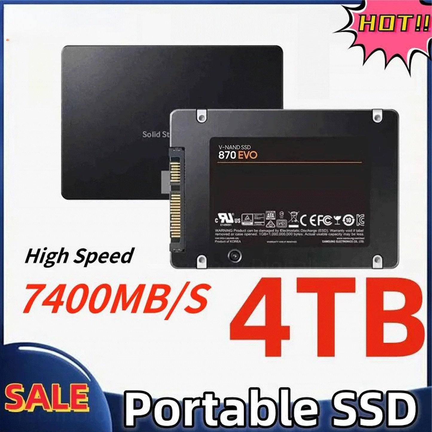 2.5-Inch SATA3 Internal SSD 4TB/2TB/1TB - 7mm Ultra-Thin, Shockproof, Low Power for Laptop/Desktop