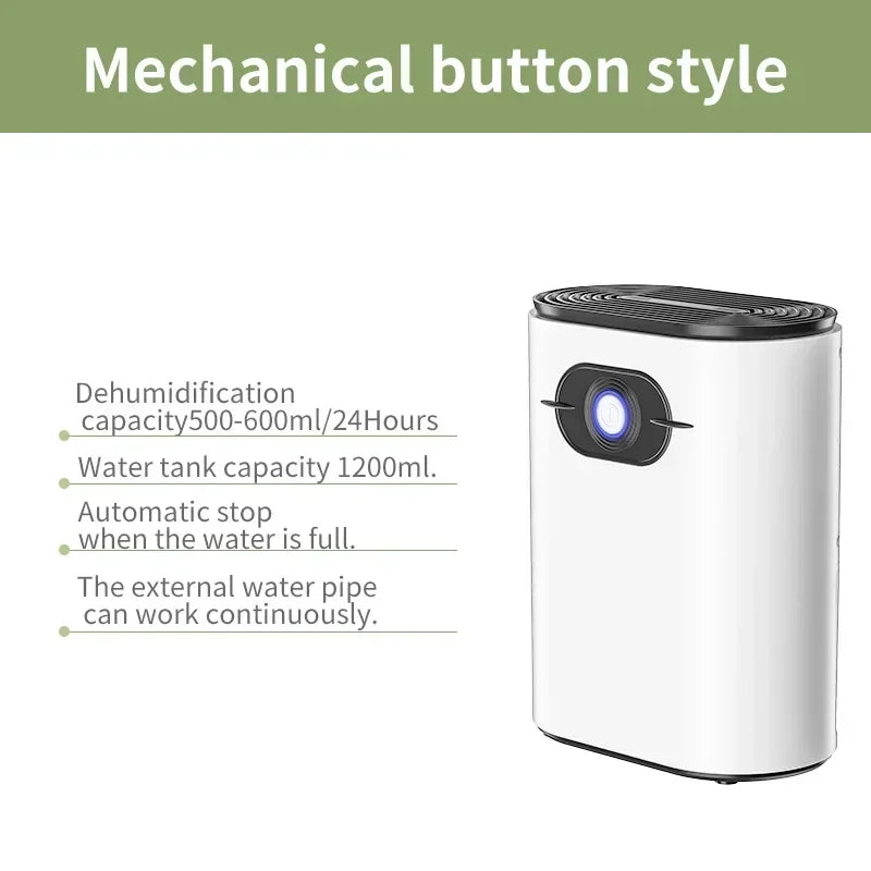 Mini Air Dehumidifier with Touch Screen & Remote Control, Silent Moisture Absorber