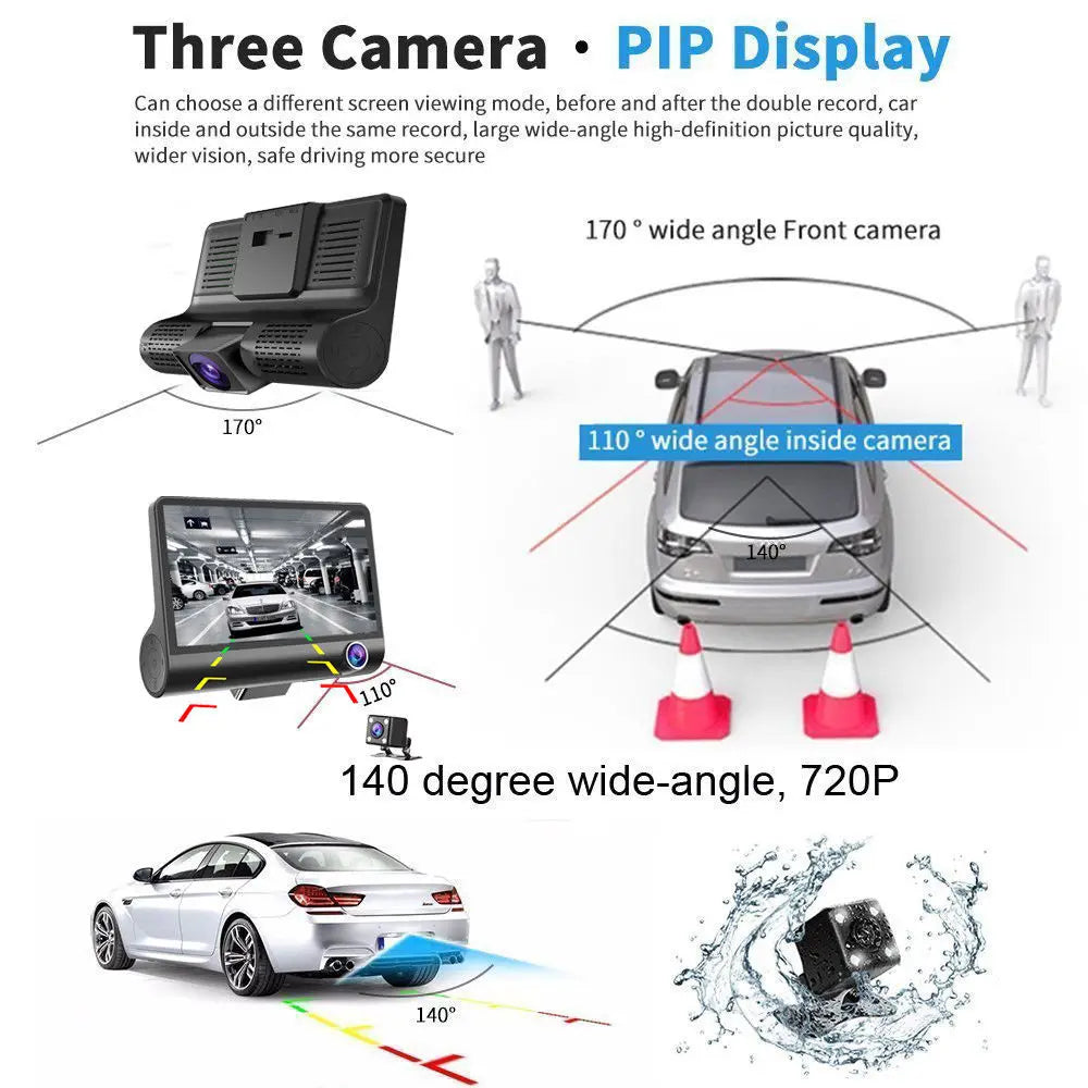 Leekooluu 4" Dual Channel Dash Cam - 1080P Front & Interior, IPS HD Screen, DVR Recorder