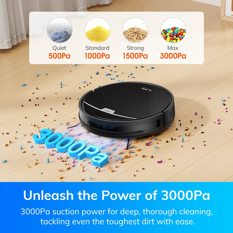 ILIFE V9/V9Pro Robot Vacuum, 3000Pa Suction, Self-Emptying