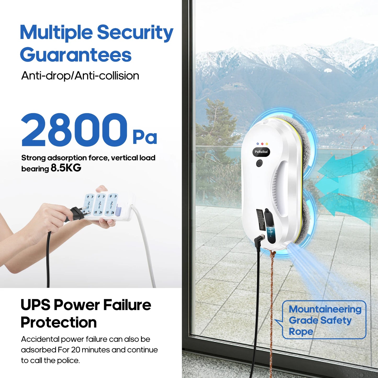 Smart Automatic Window Cleaning Robot with Water Spray & Remote Control - Electric Glass Wiper