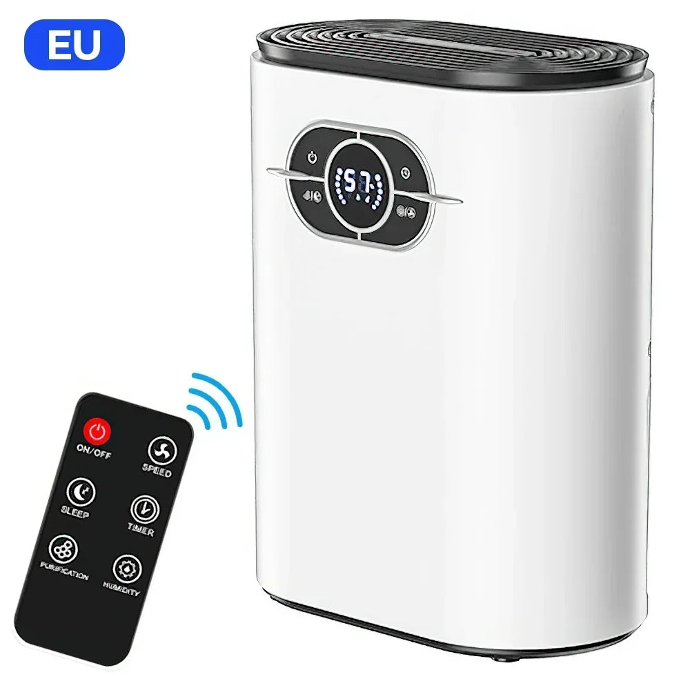 Mini Air Dehumidifier with Touch Screen & Remote Control, Silent Moisture Absorber