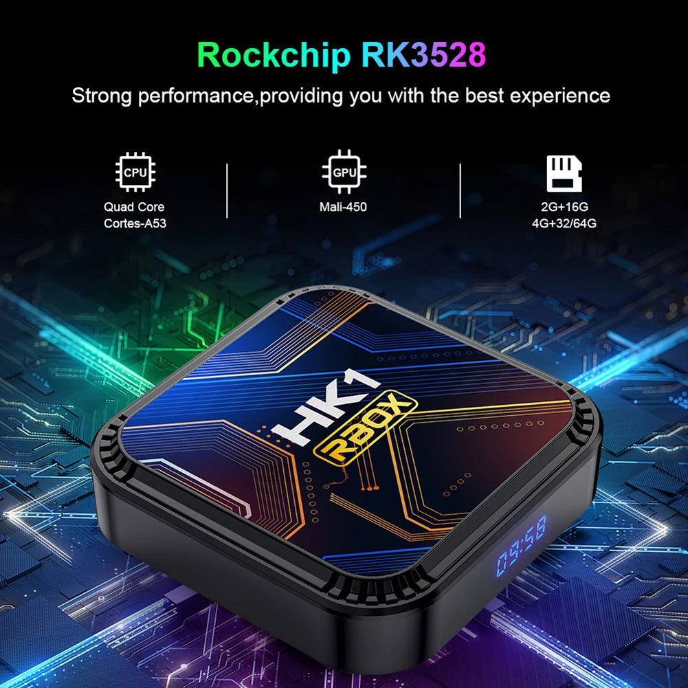 Home HK1 RBOX K8S Android 13 TV Box RK3528 64GB/32GB/16GB, 2.4G 5G WiFi, BT 4.0, Video Decoding Media Player, Set-Top Receiver Box