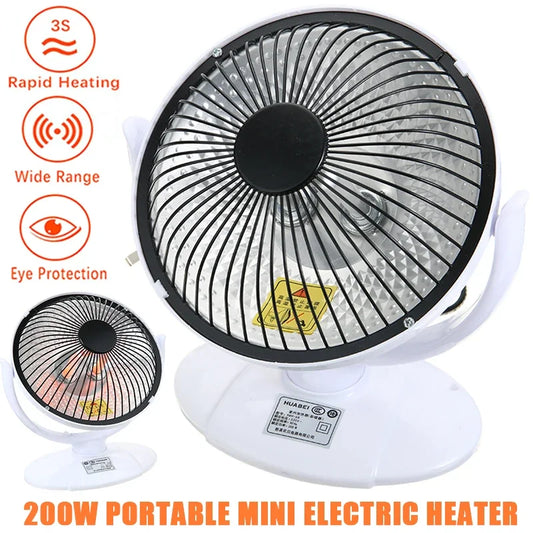 200W Mini Electric Heater Fan - Portable Desktop Warmer for Office & Home - White