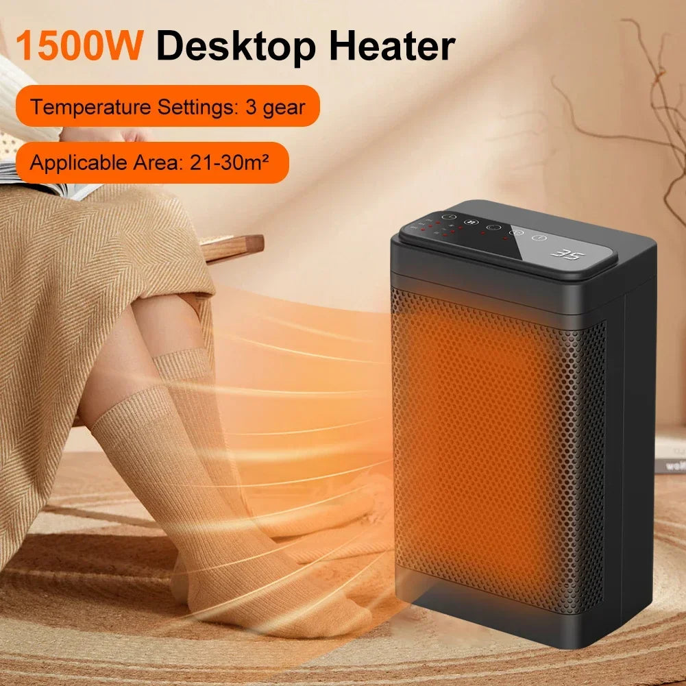 1500W Mini PTC Heater Fan with Remote Control for Home & Office