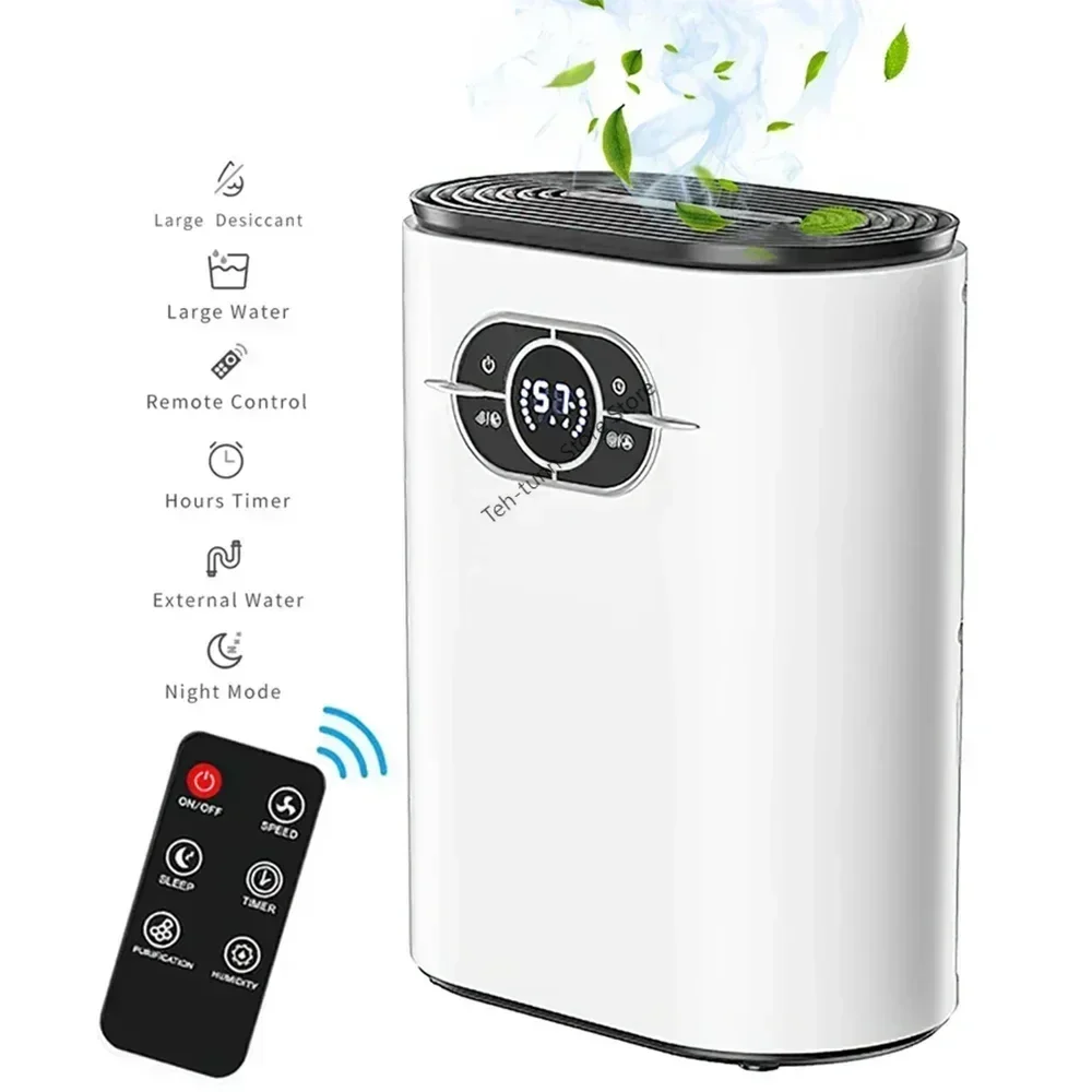 Mini Air Dehumidifier with Touch Screen & Remote Control, Silent Moisture Absorber