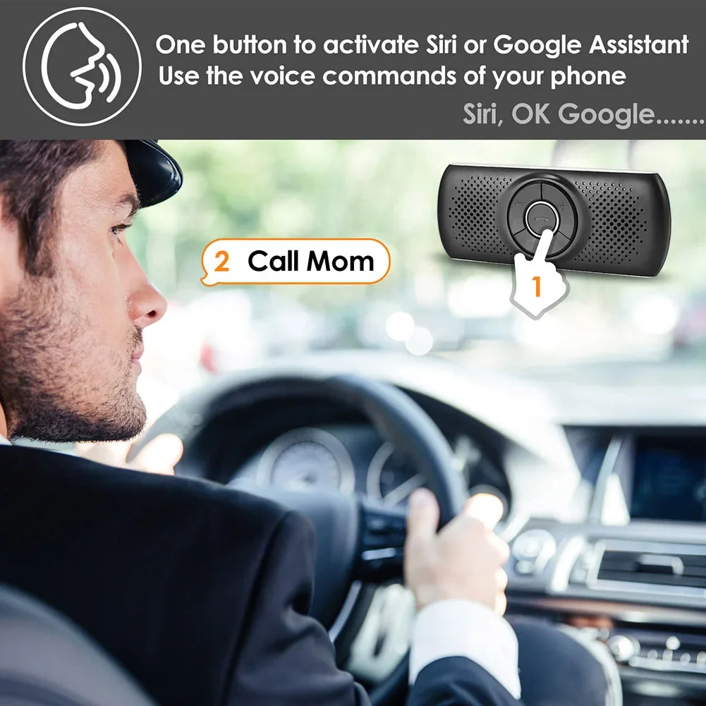 Wireless Bluetooth Car Kit Hands-Free Speakerphone & Audio Receiver for Car Sun Visor