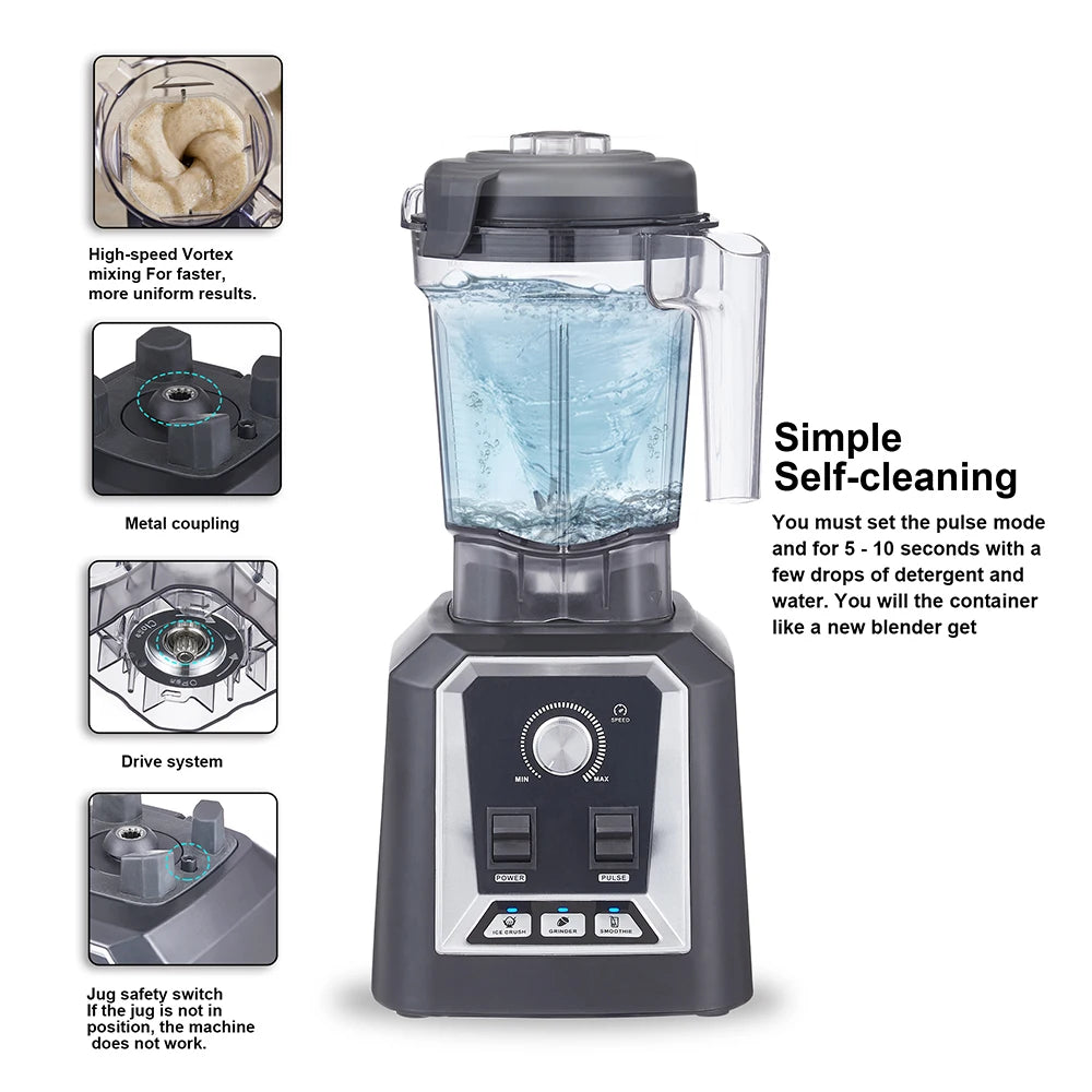 BioloMix Professional Auto Blender - 2L BPA-Free Low-Profile Jar, Ice Crusher & Juicer | 2200W