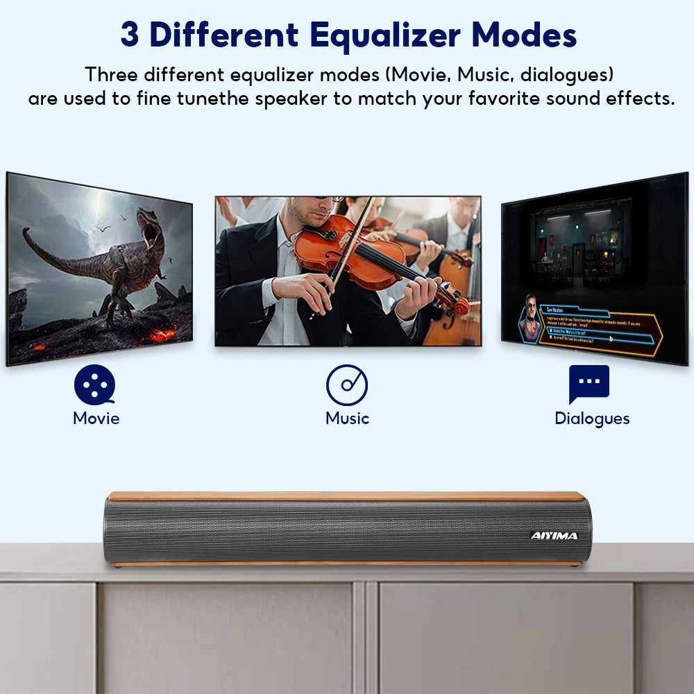 AIYIMA S04D 19-Inch Soundbar with Wireless Subwoofer, 120W Bluetooth 2.0 Channel, 3D Surround for TV